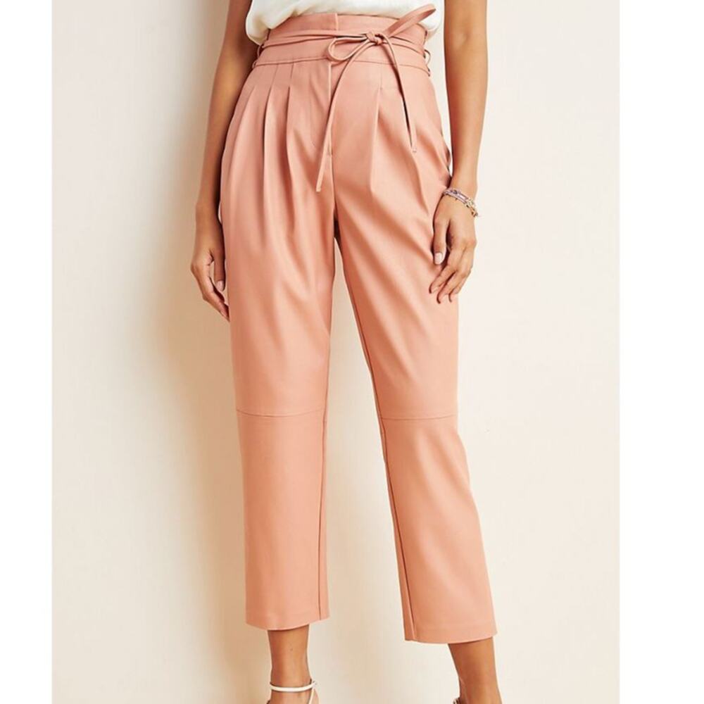 Anthropologie BlankNYC Chelsea Tapered Faux Leather Pleated Ankle Pant New 27